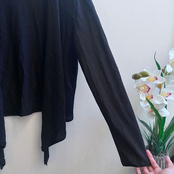 J. Jill Black Linen Blend Lightweight Open Front Cardigan Women's Size M Tall - Picture 3 of 5